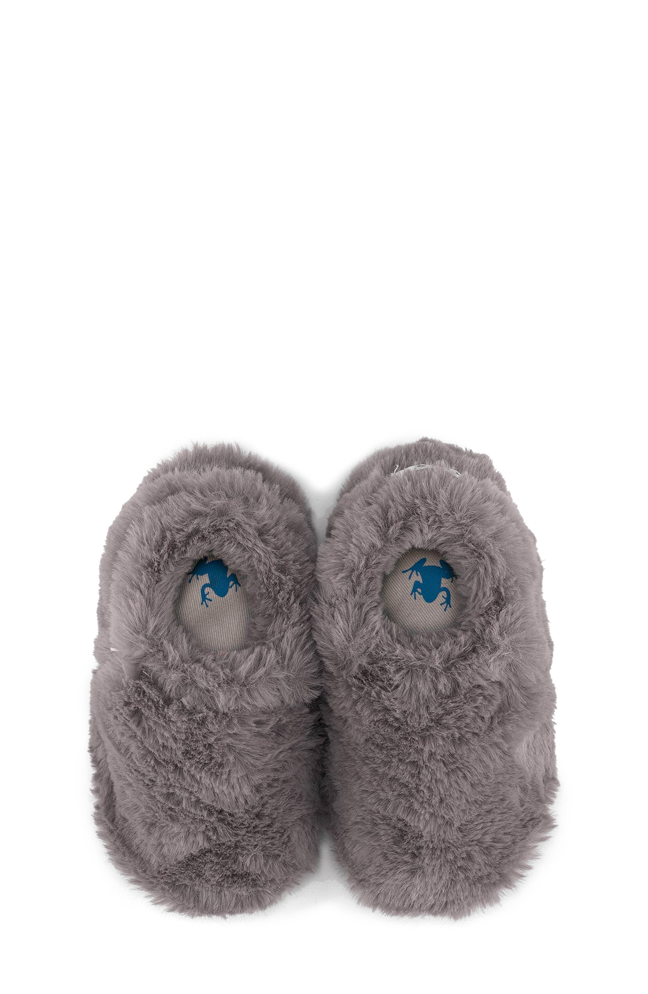 Hopfrög Kids Furry Furry Faux Fur Slipper, Alternate, color, Gray