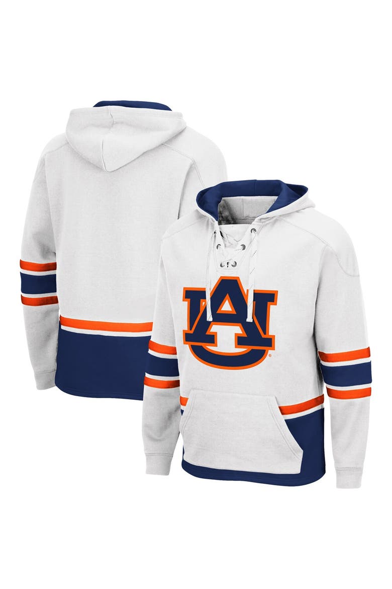 Men's Colosseum White Auburn Tigers Lace Up 3.0 Pullover Hoodie, Alternate, color, White