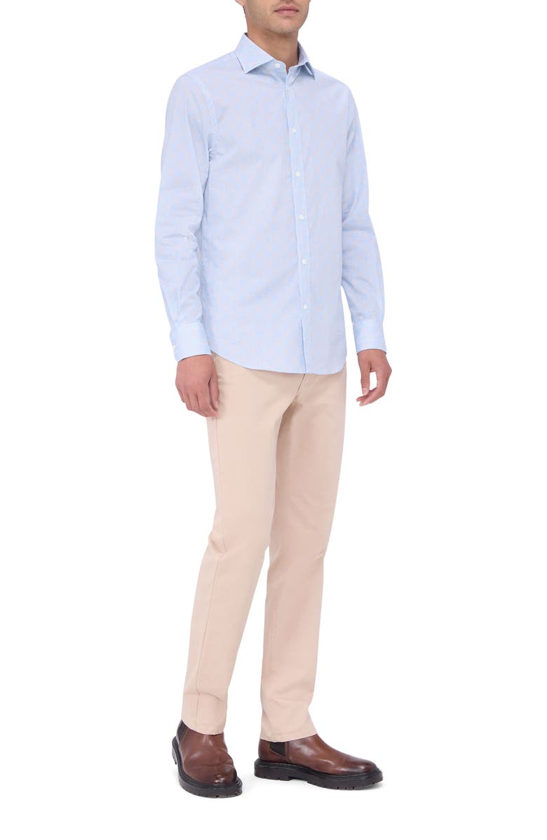 Bugatchi Axel Shaped Fit Button-Up Shirt, Alternate, color, Ice