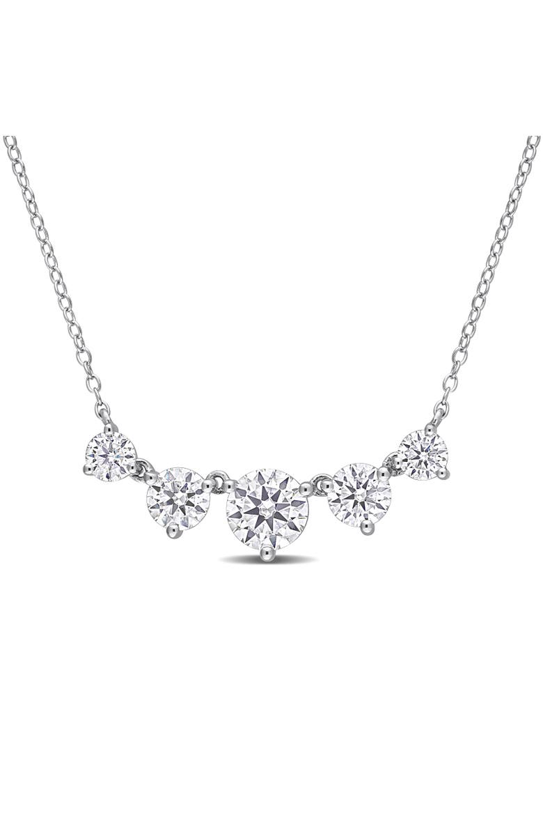 Moissanite 5-Stones Necklace, Main, color, Sterling Silver