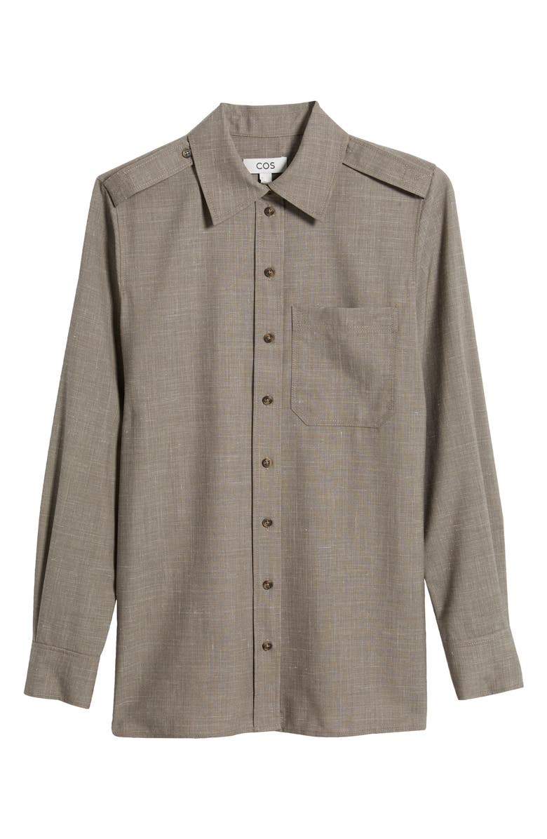 COS Wool & Linen Shirt, Alternate, color, 