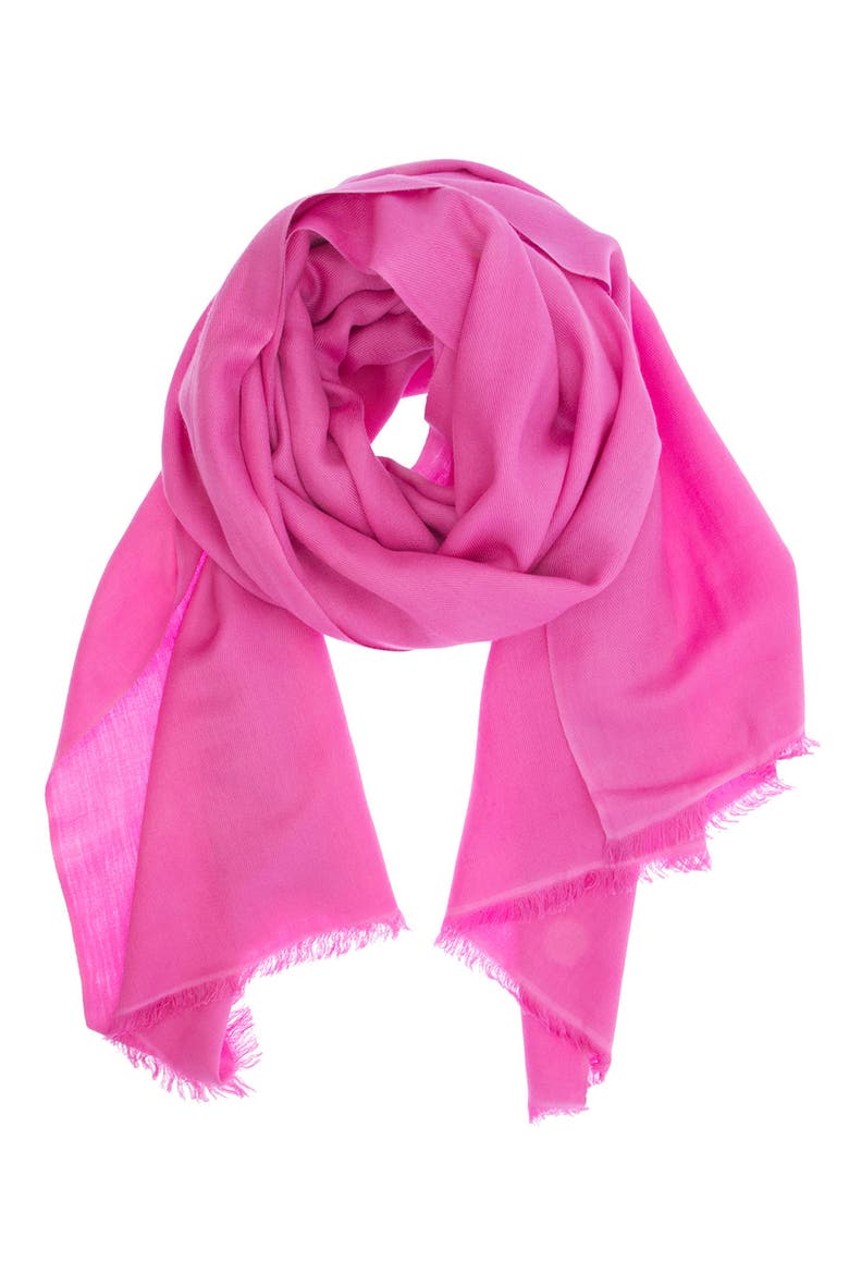 Cashmere Silk Eyelash Fringe Scarf, Main, color, FUCHSIA