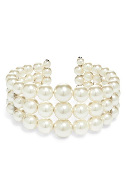 Graduated Faux Pearl Stretch Bracelet