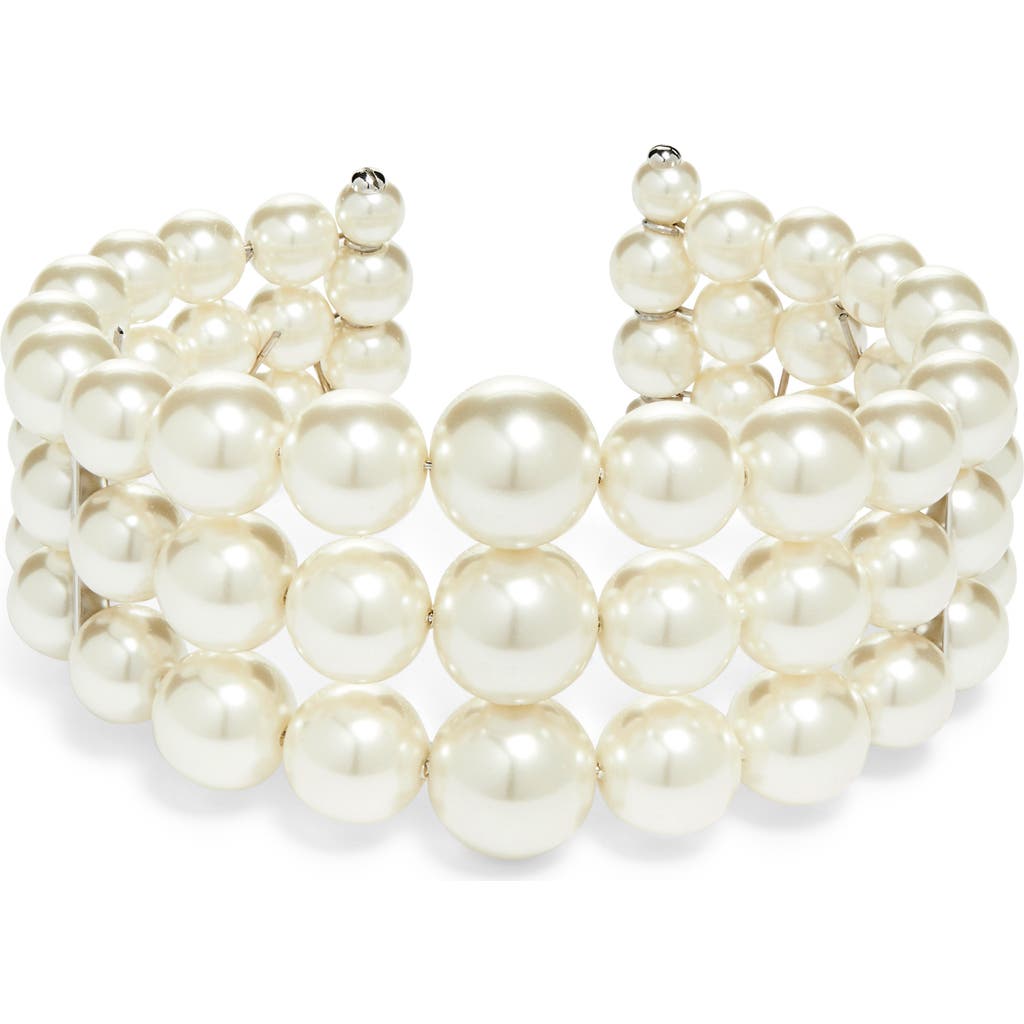 Lele Sadoughi Graduated Faux Pearl Stretch Bracelet In Pearl
