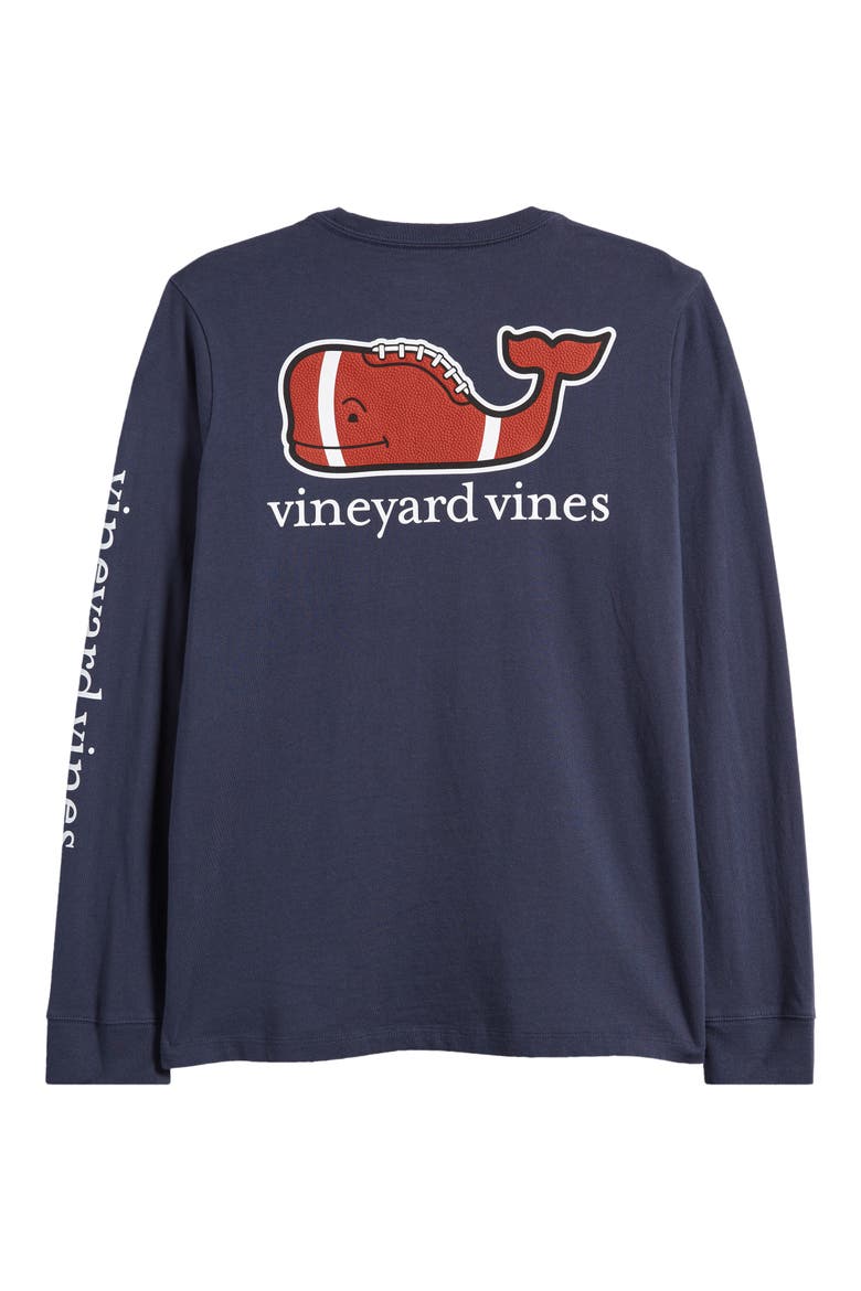 Kids' Football Whale Long Sleeve Pocket Graphic Tee, Alternate, color, 406 BLUE B