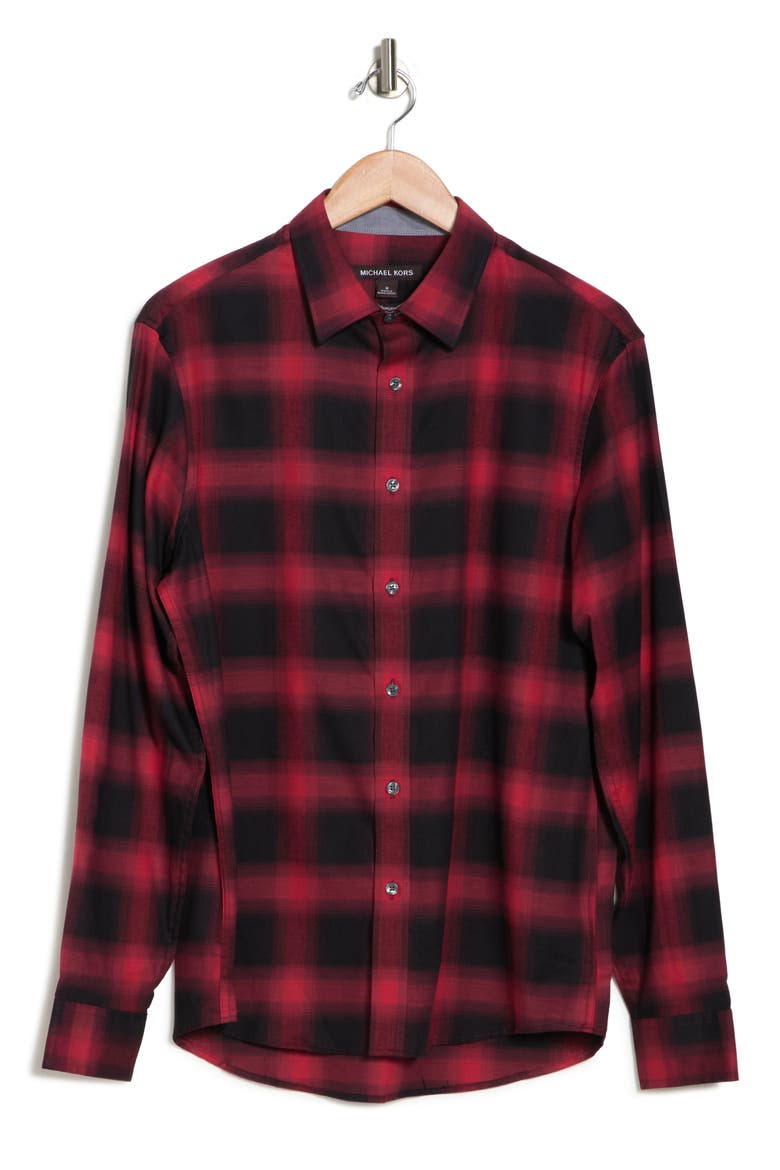 Plaid Long Sleeve Brushed Flannel Shirt, Alternate, color, POP RED