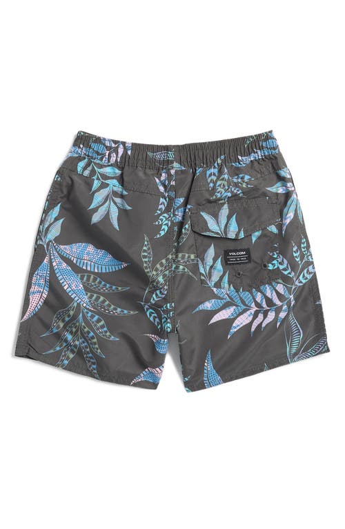 Shop Volcom Kids' Rashguard Top & Swim Shorts Set In Med Blue