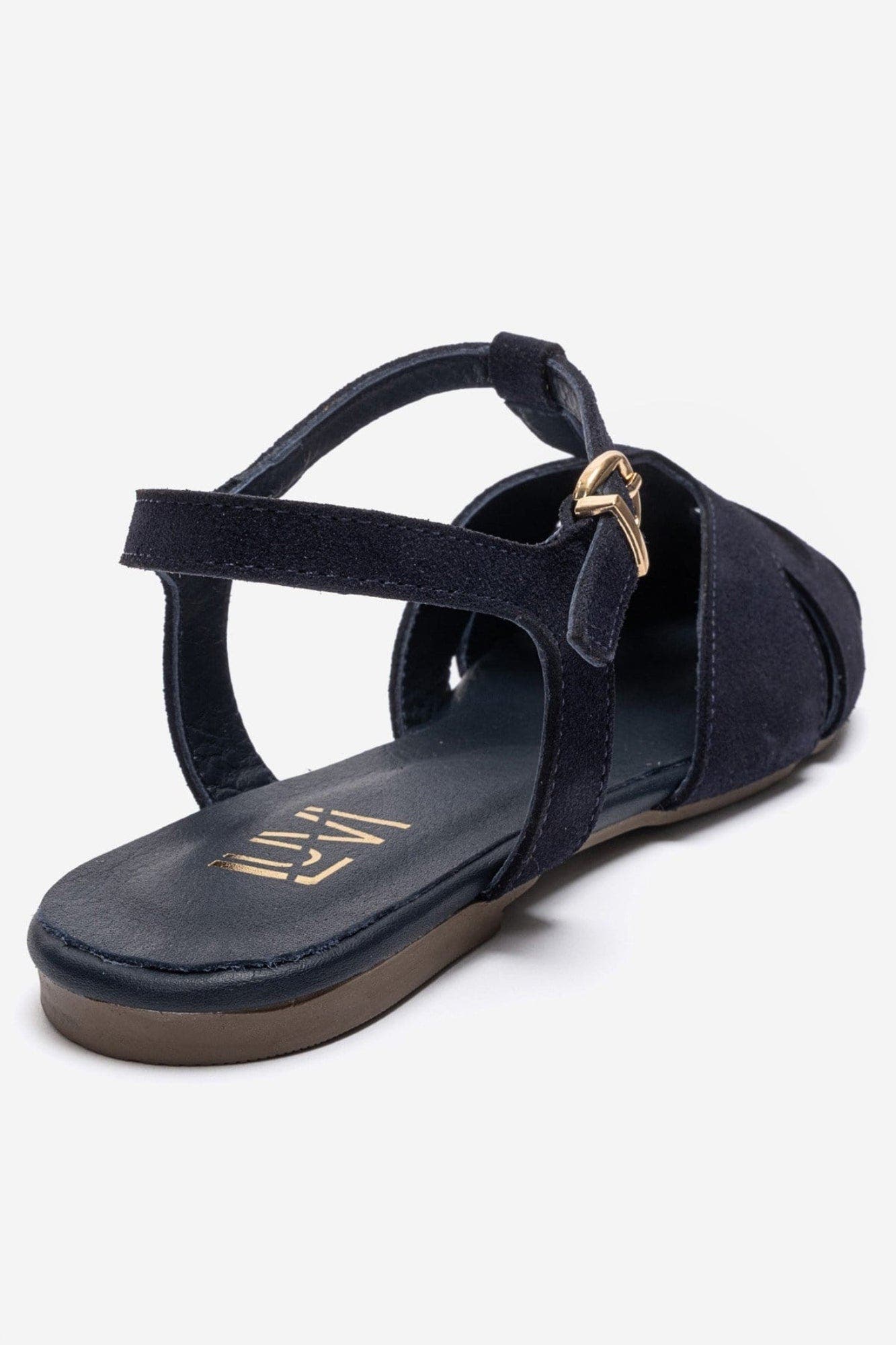Nathalie Leather Ankle Strap Sandal, Alternate, color, Navy Suede