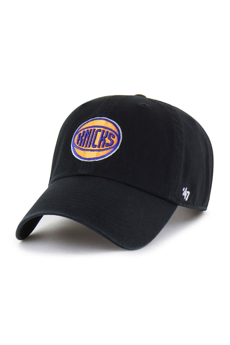 Men's '47 Black New York Knicks Clean Up Adjustable Hat, Main, color, Black