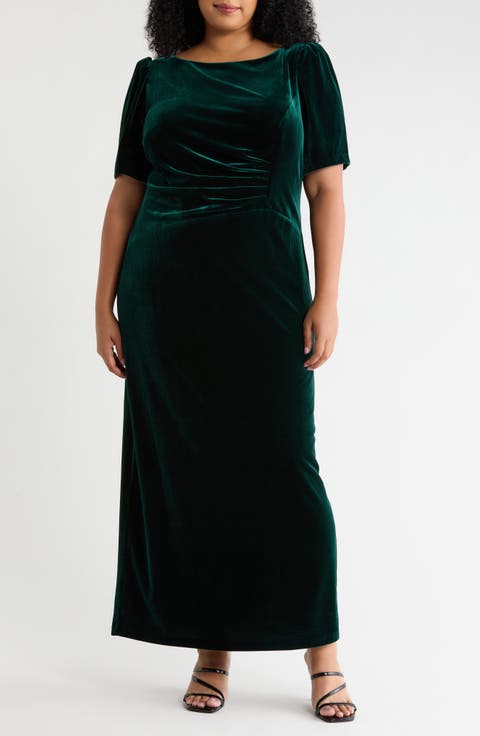 Boatneck Velvet Gown