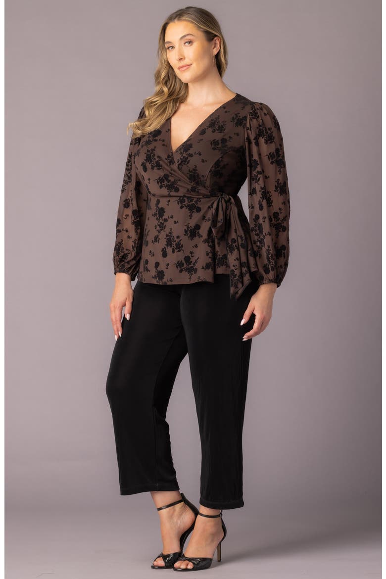Alissa Print Wrap Top, Alternate, color, SABLE FLOCKED FLORALS