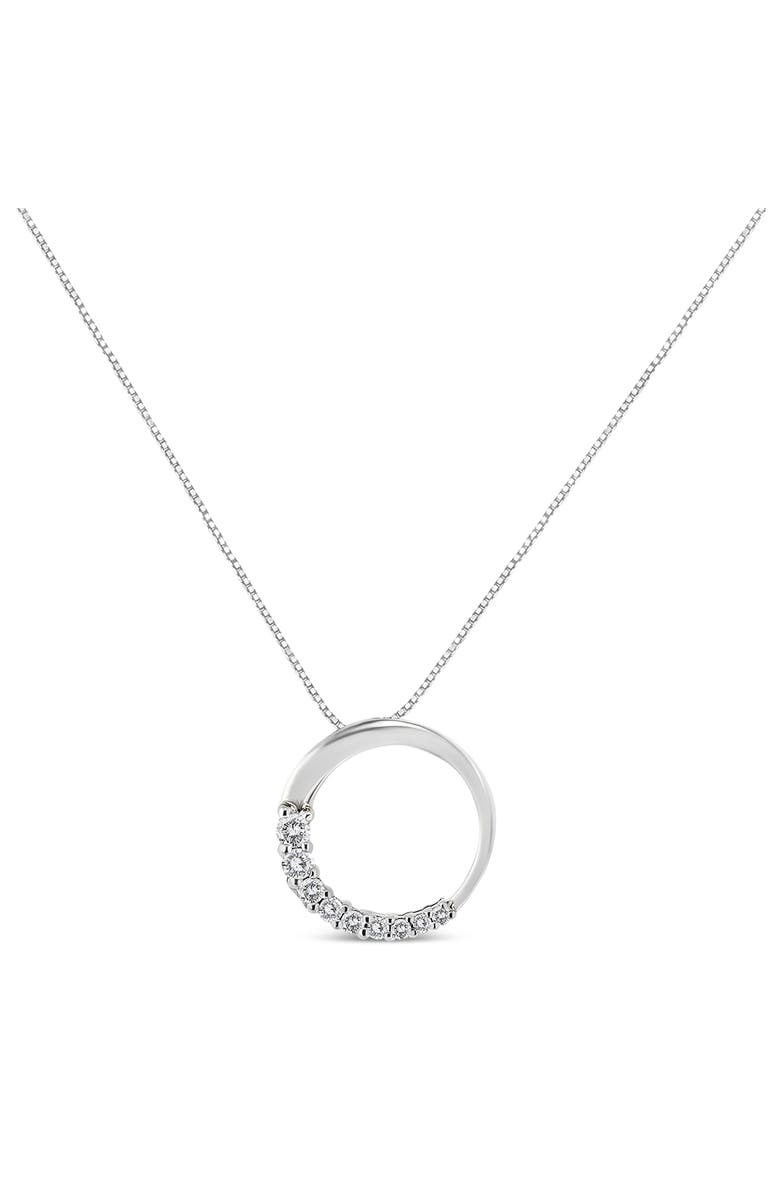 Haus of Brilliance 14K Gold 1/4 Cttw Graduating Diamond Open Circle Hoop 18" Pendant Necklace, Alternate, color,