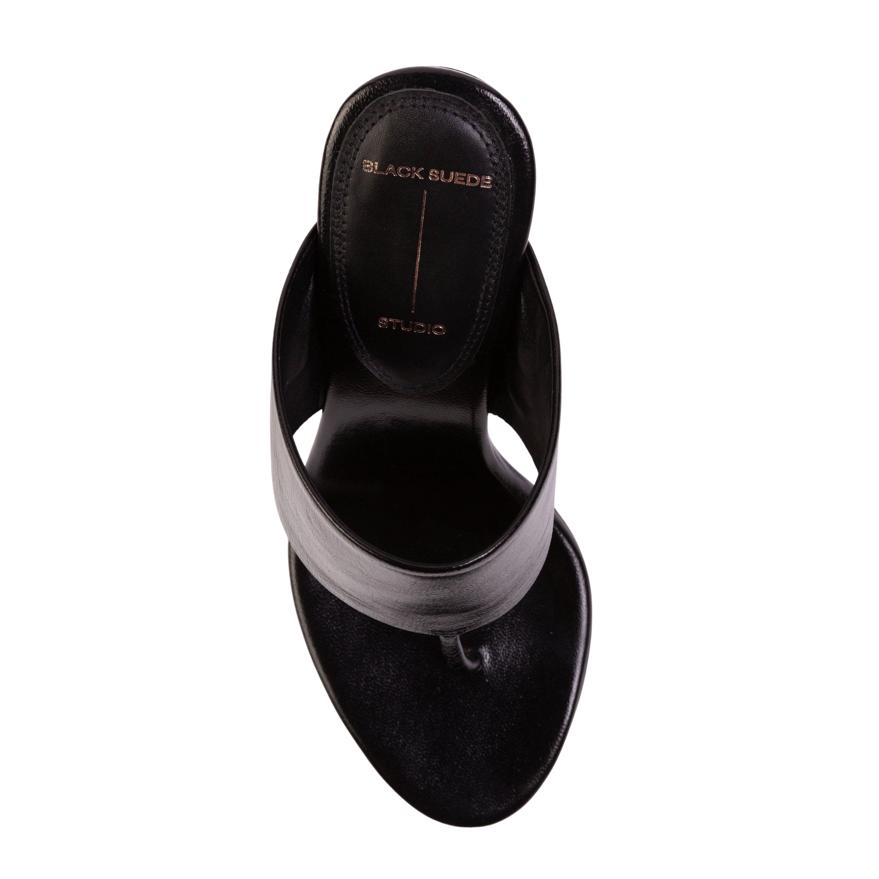 BLACK SUEDE STUDIO Dana 95 Thong Sandal, Alternate, color, Black Leather