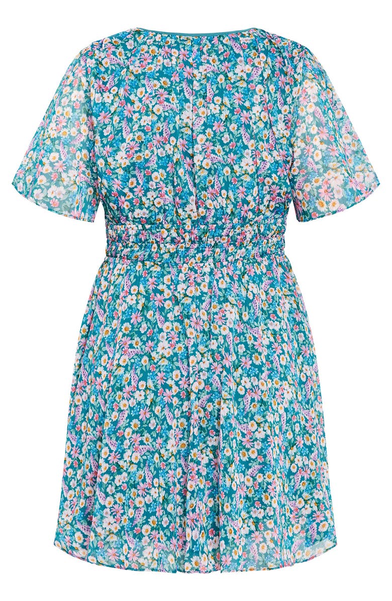 City Chic Cara Floral Print Minidress, Alternate, color, Ditsy Swirl