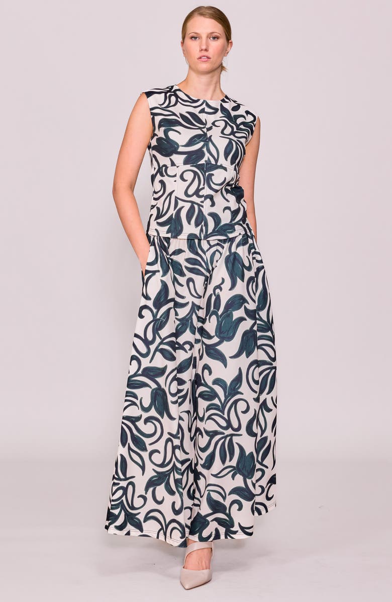 MELLODAY Sleeveless Paneled Crepe Top, Alternate, color, Ivory Navy