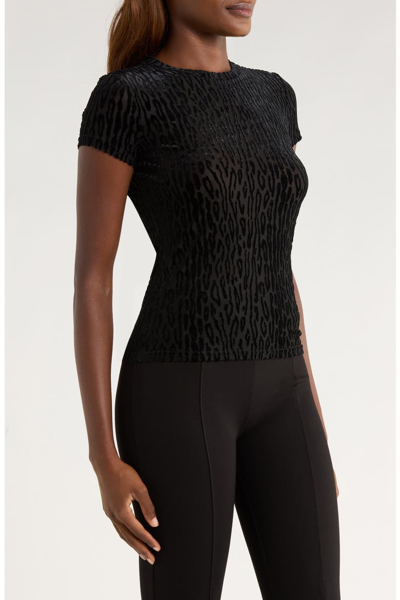 Eisa Leopard Velvet Burnout T-Shirt, Alternate, color, BLACK