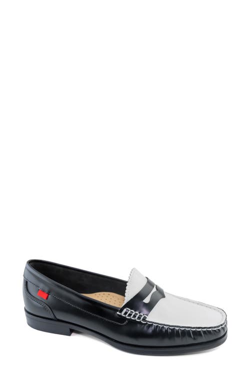 Marc Joseph New York East Village 2.0 Penny Loafer In Black White Polished Napa