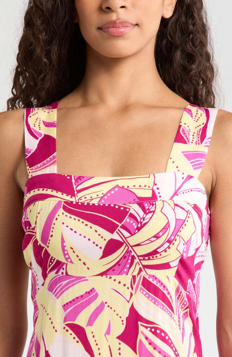 Vince Camuto Palm Print Tiered Maxi Dress, Alternate, color, Deep Sangria