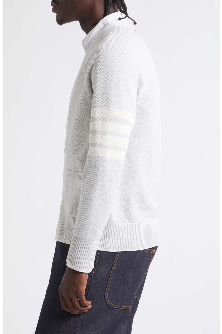 Relaxed Fit Crossover Tuck Stitch Linen & Cotton V-Neck Cardigan, Alternate, color, PALE GREY