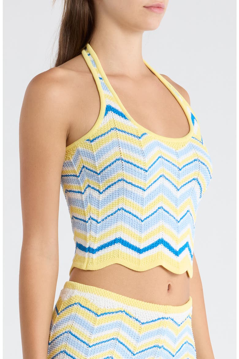 Chevron Knit Halter Crop Top, Alternate, color, LEMON DAZE