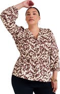 June + Vie Puff-Sleeve Peplum Blouse