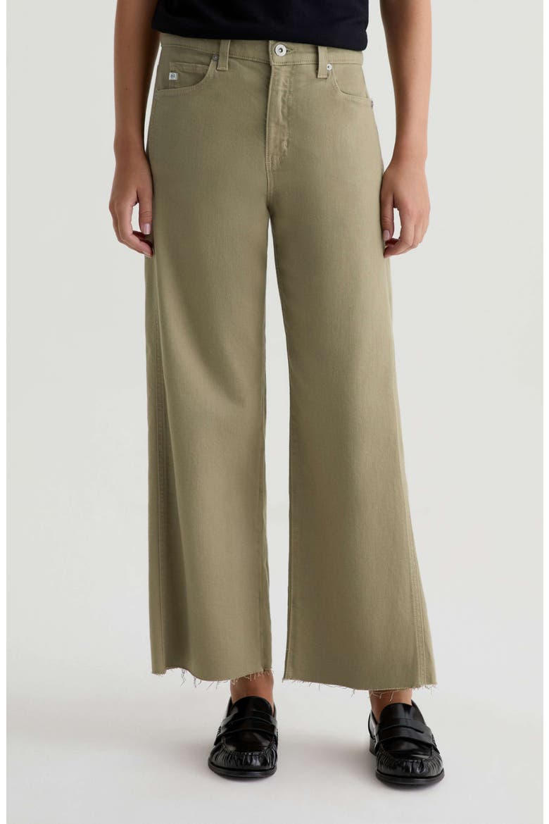 Saige Raw Hem Paneled Ankle Wide Leg Jeans, Main, color, DUSTY SAGE