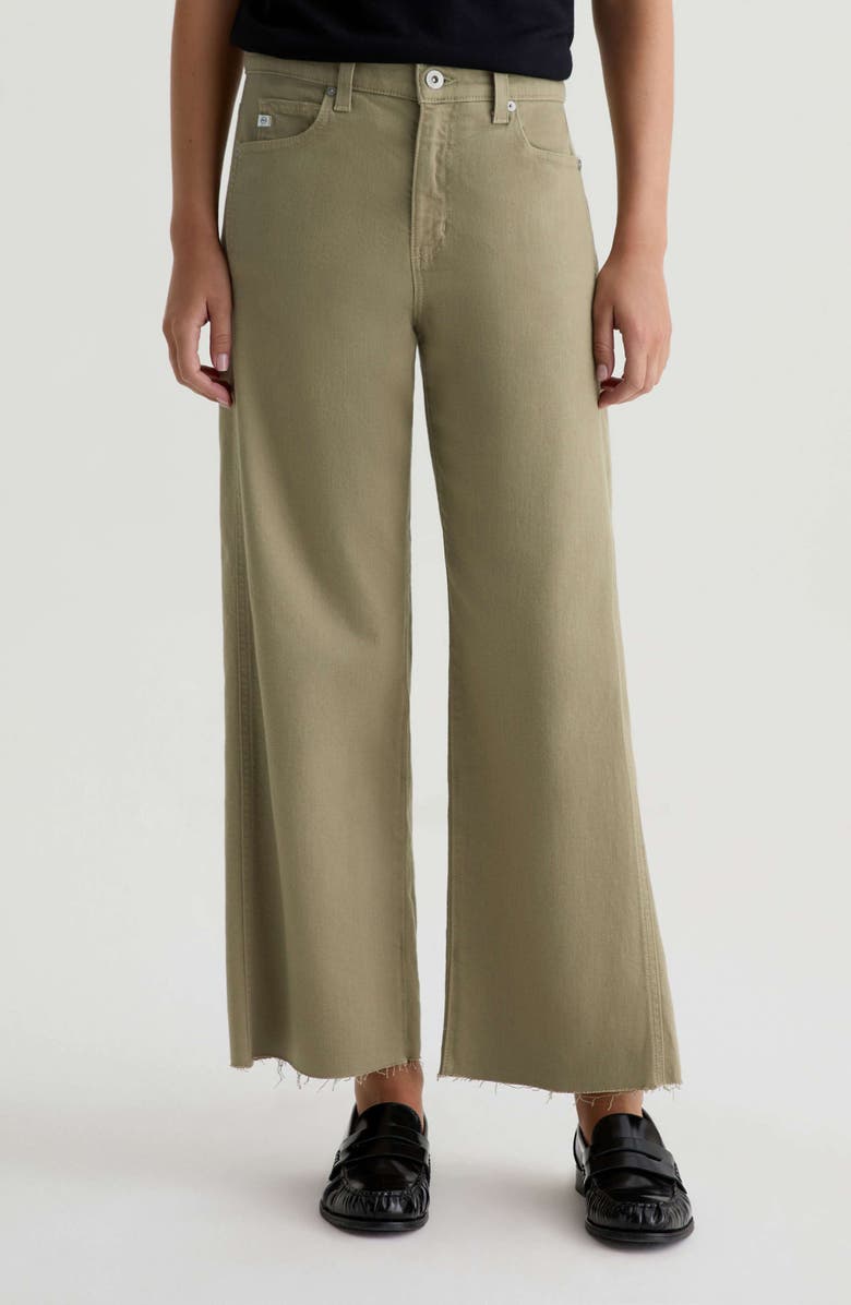 AG Saige Raw Hem Paneled Ankle Wide Leg Jeans, Main, color, Dusty Sage