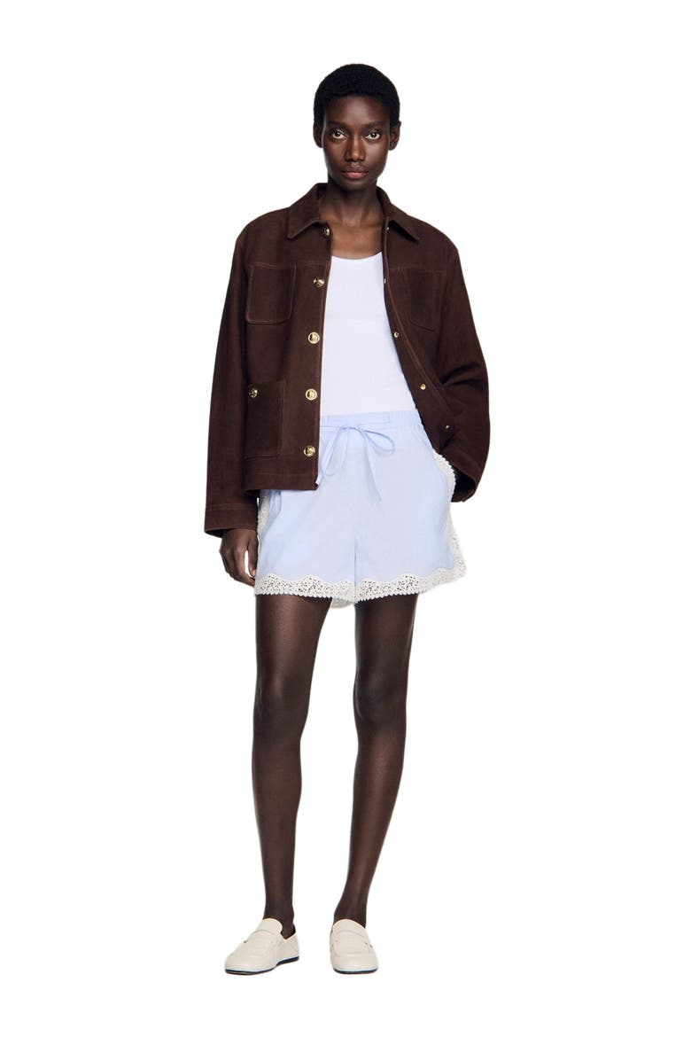 Lace detail shorts, Alternate, color, Sky blue