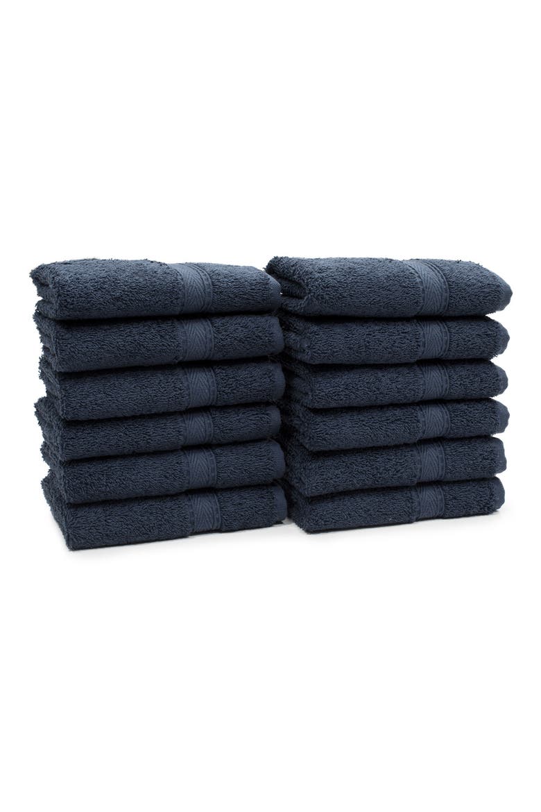 100% Turkish Cotton Sinemis Terry Washcloths - Set of 12, Alternate, color, NAVY
