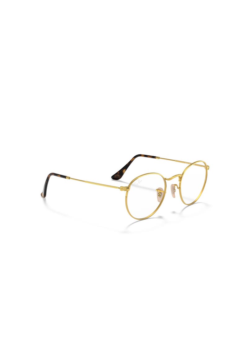 Ray-Bay 47mm Round Optical Glasses, Alternate, color, GOLD/ CLEAR