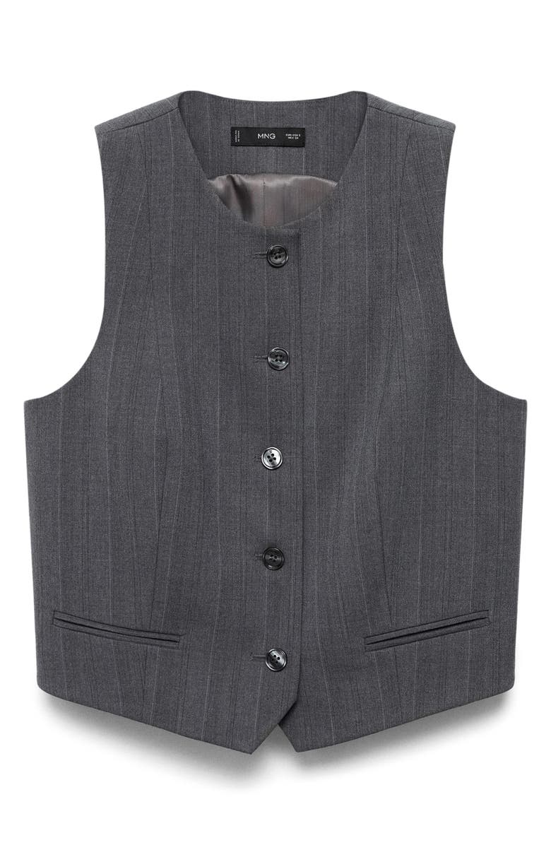 MANGO Pinstripe Vest, Alternate, color, Grey