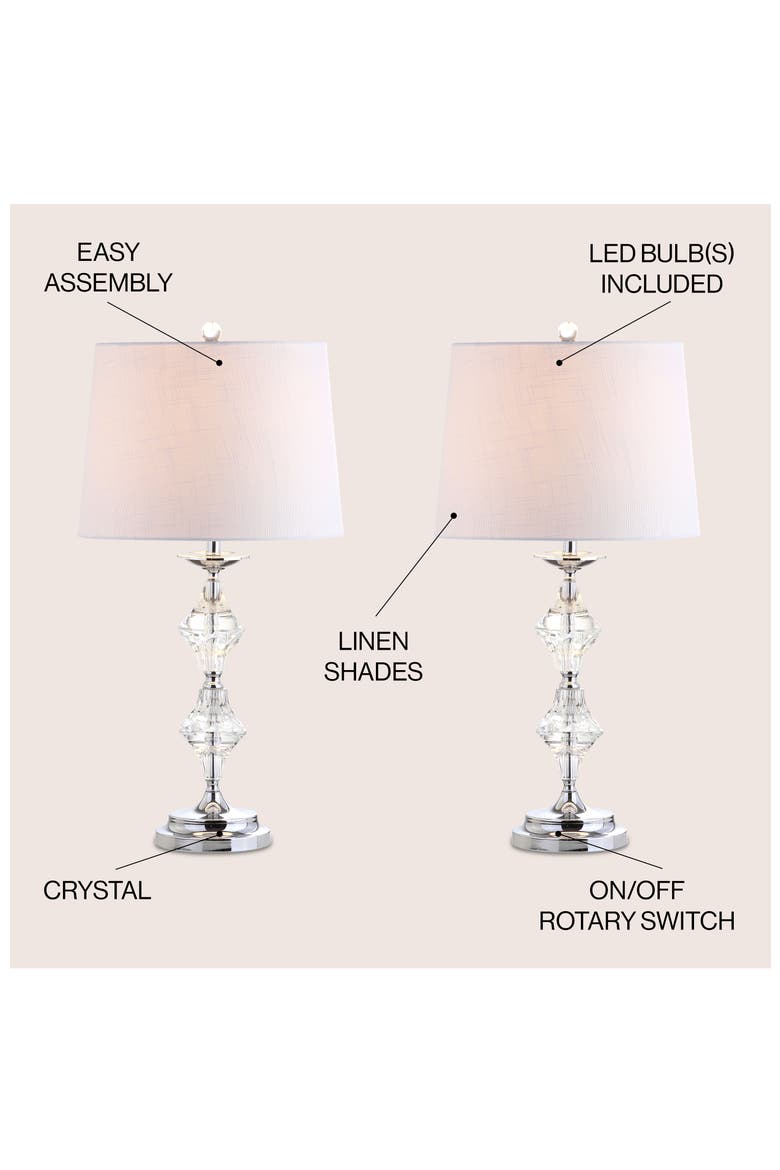Madison 27.5" Crystal LED Table Lamp, Clear/Chrome, Alternate, color, Clear/Chrome