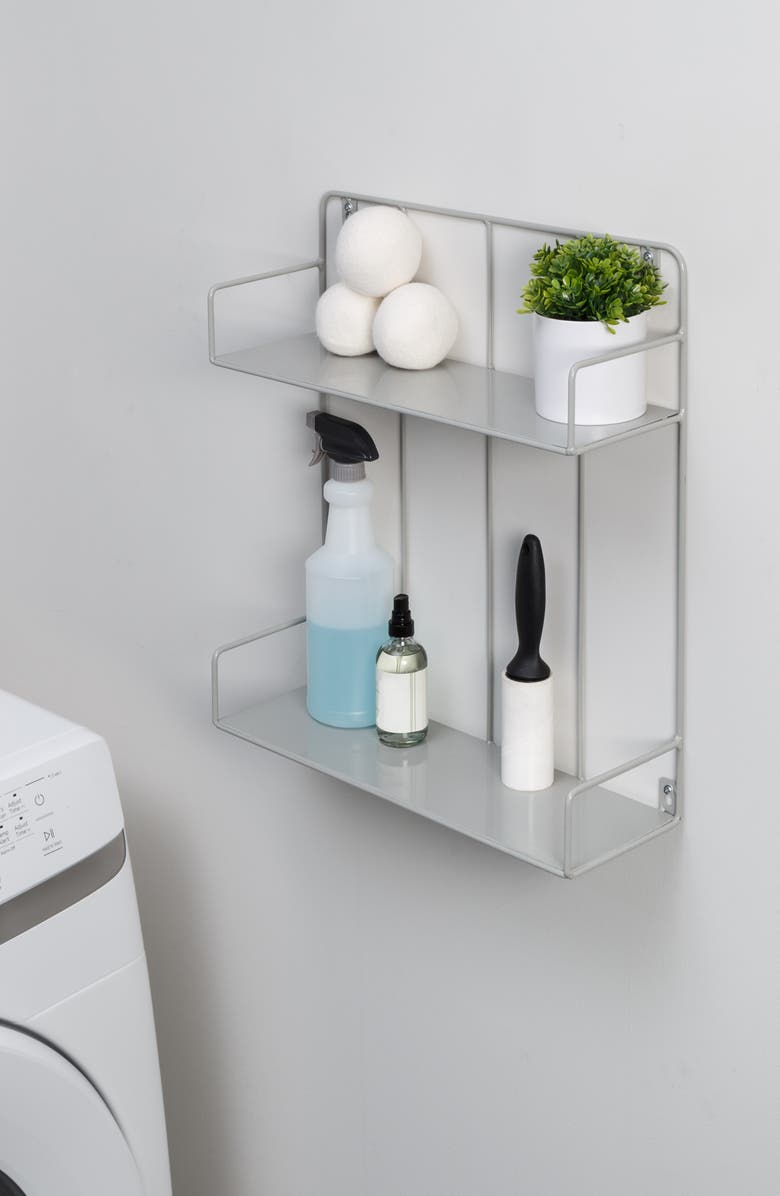 HONEY-CAN-DO Grey 2-Tier Laundry Wall Shelf, Alternate, color, 