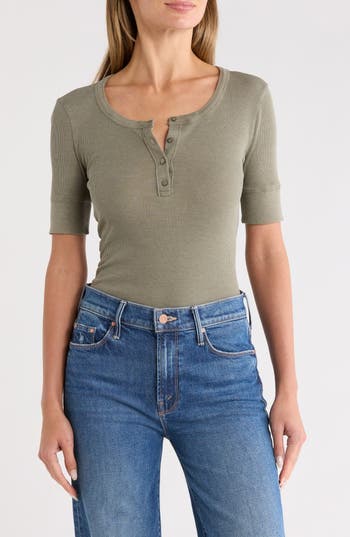 Lucky Brand Short Sleeve Henley Tee In Green