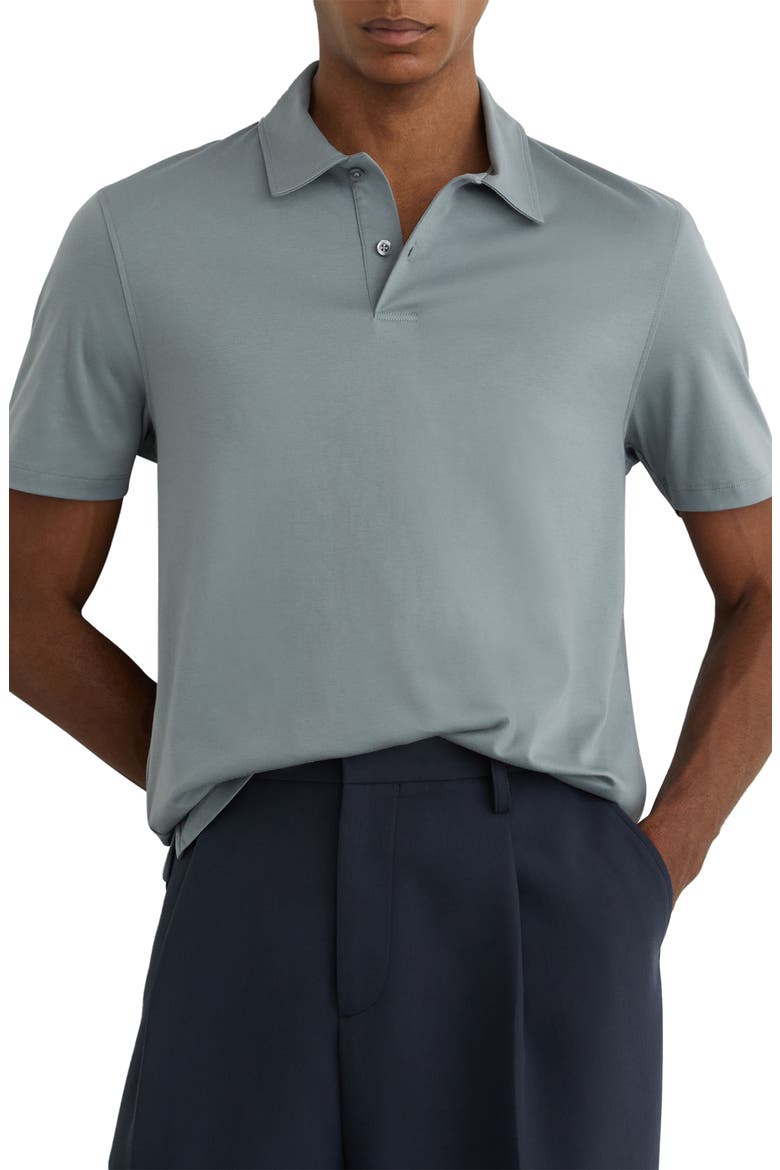 Earl Solid Cotton Polo, Main, color, STEEL BLUE