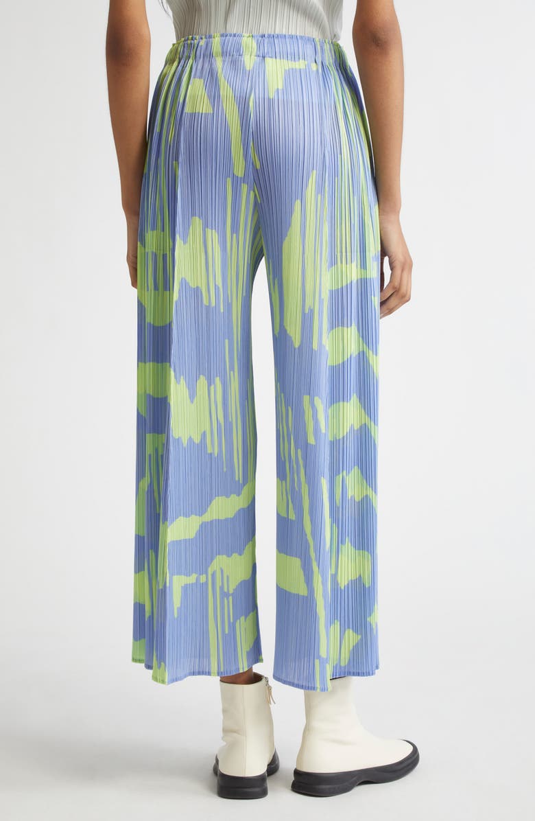 Pleats Please Issey Miyake Refraction Print Pleated Crop Wide Leg Pants, Alternate, color, Light Blue