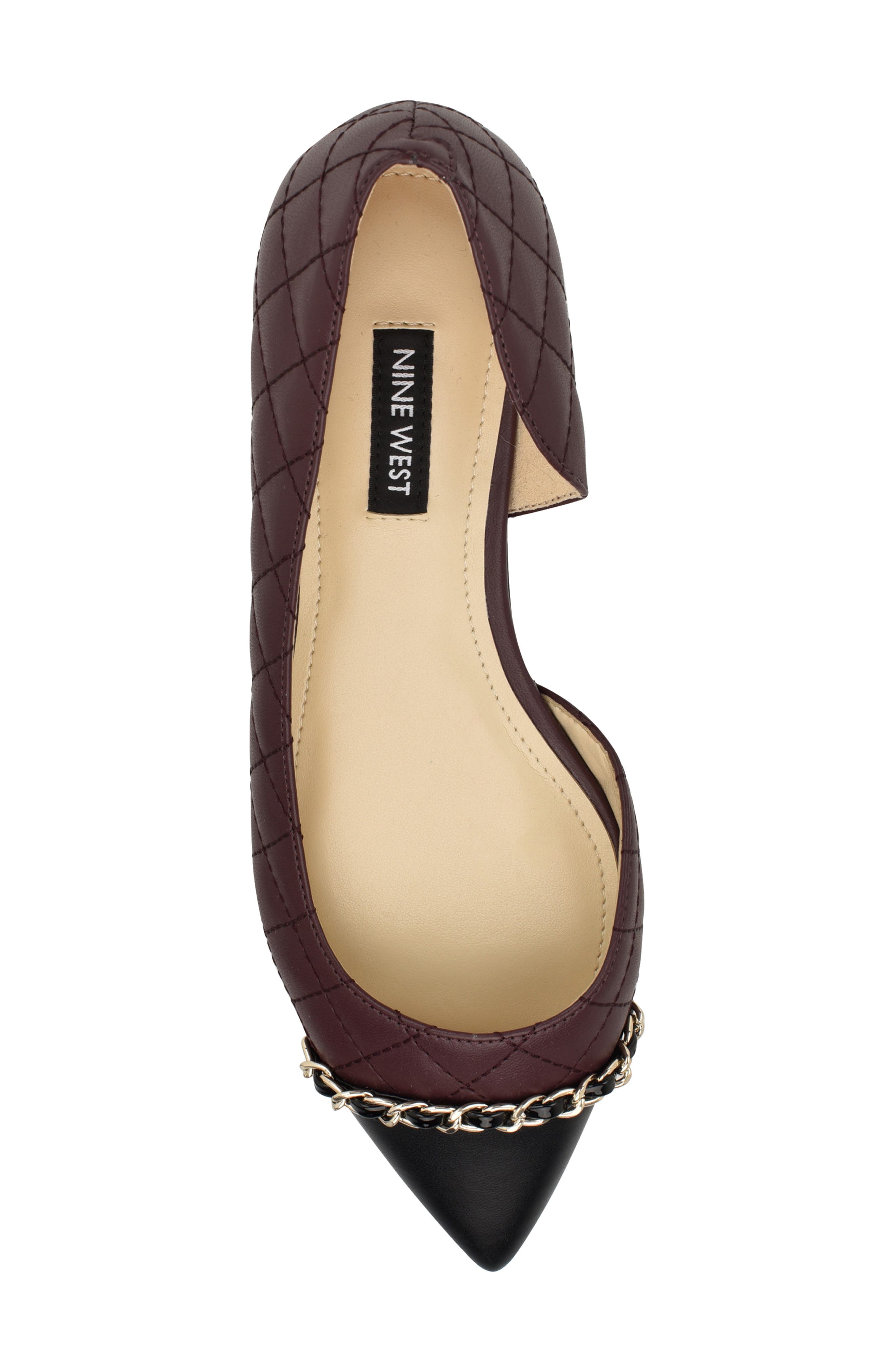 Nine West Breza Half d'Orsay Pointed Cap Toe Flat, Alternate, color, Dre01