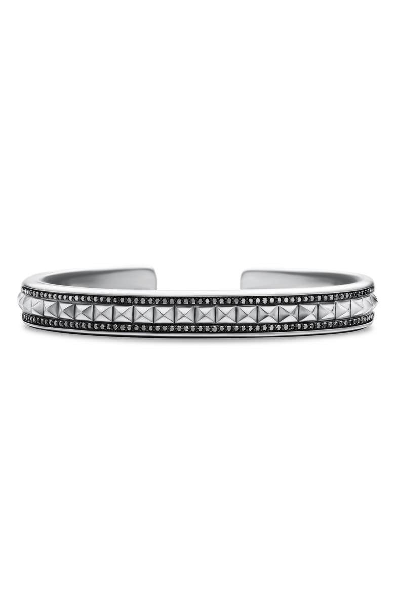 David Yurman Pyramid Cuff Bracelet in Sterling Silver with Diamonds, 9.6mm, Main, color,