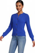 Lands' End Drifter Classic Cable Crew Neck Cardigan Sweater