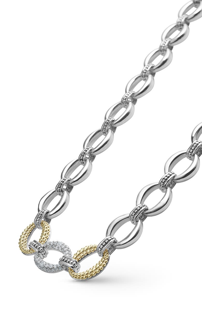 LAGOS Caviar Lux Diamond Link Necklace, Alternate, color, Diamond