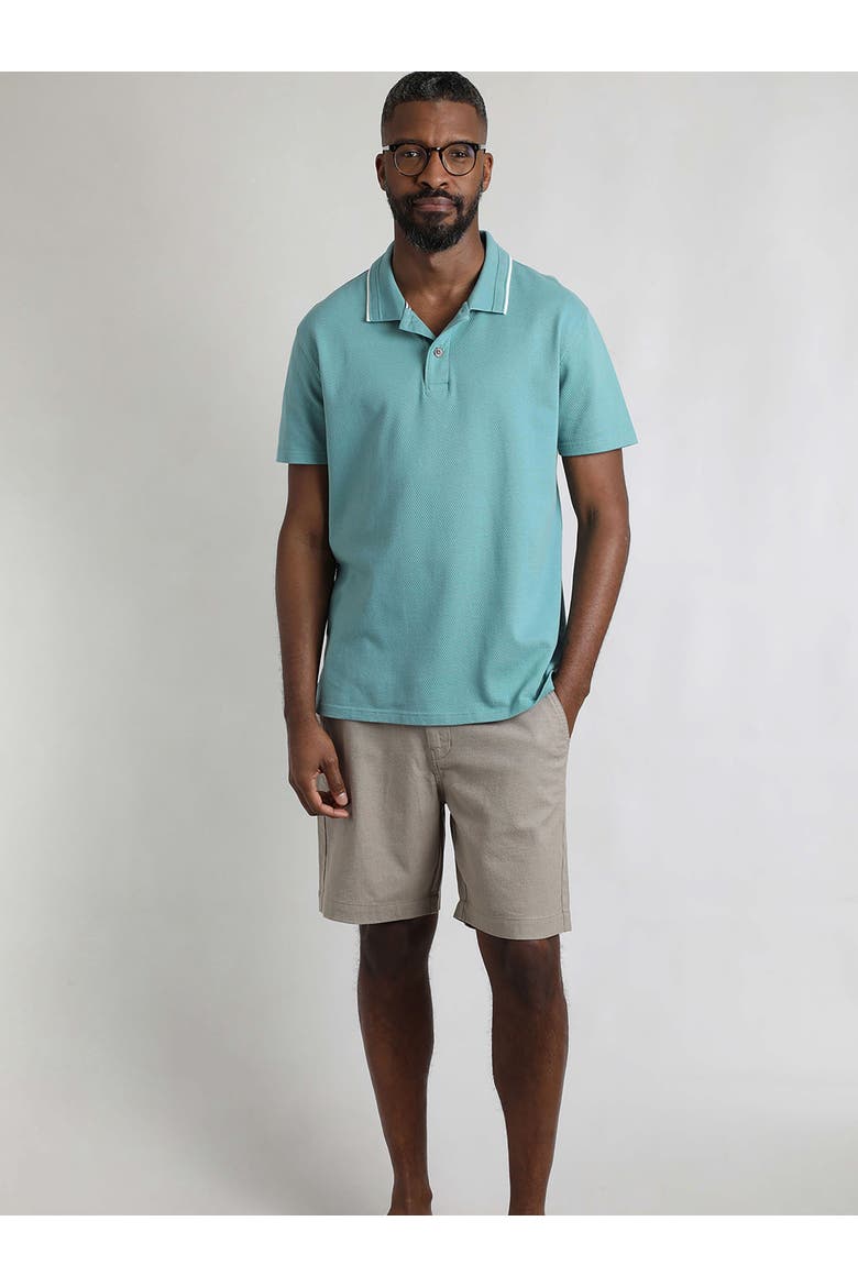 Powell Textured Polo Shirt, Alternate, color, Mineral Blue