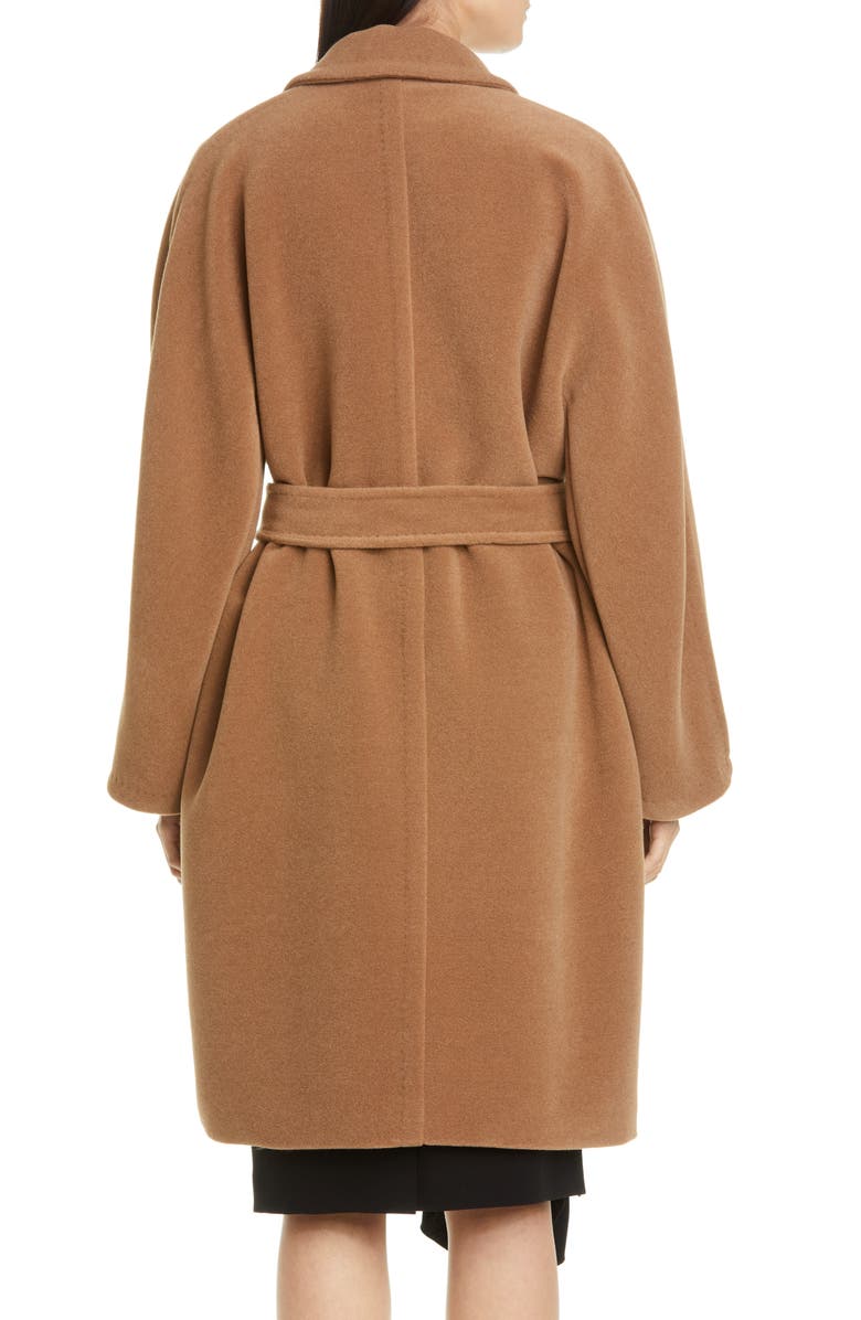 Max Mara Baiocco Double Breasted Camel Hair & Wool Coat, Alternate, color, 