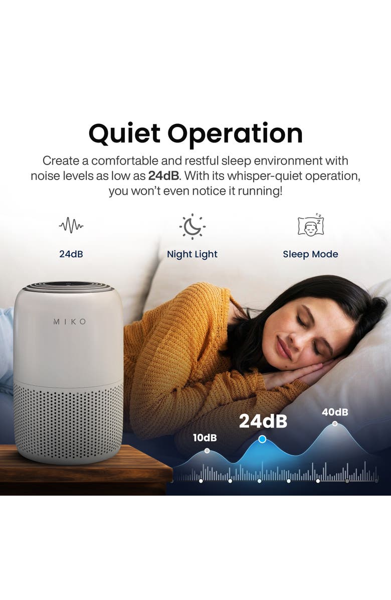 MIKO Hepa Air Purifier Up To 770 Sqft - White, Alternate, color, White