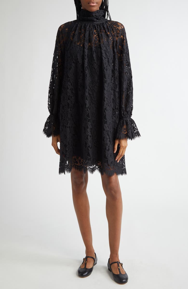 Chloé Tie Neck Long Sleeve Lace Dress, Main, color,