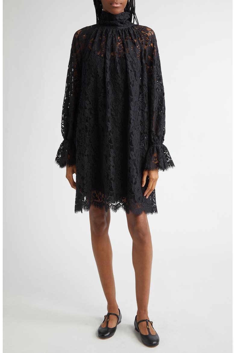 black long sleeve lace dress h&m Women's Black Crochet-look Lace Dress