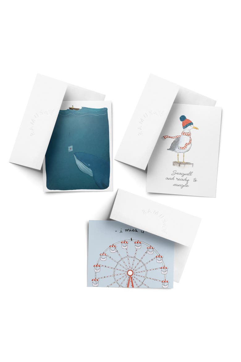 Love/Friendship Greeting Card Pack (3ct) "Seagull, Ferris Wheel, Whale", Main, color, Multi-Pack