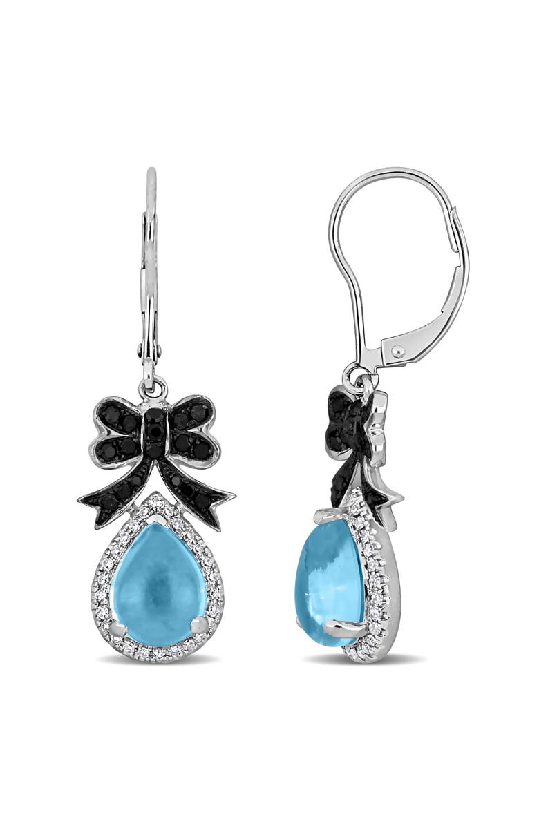 Julianna B. Blue Topaz & Diamond Bow Ribbon Earrings 14K, Main, color, Topaz