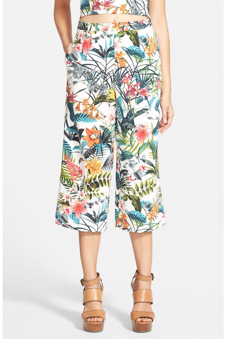 Tropical Print Culottes, Main, color, TROPICAL WHITE