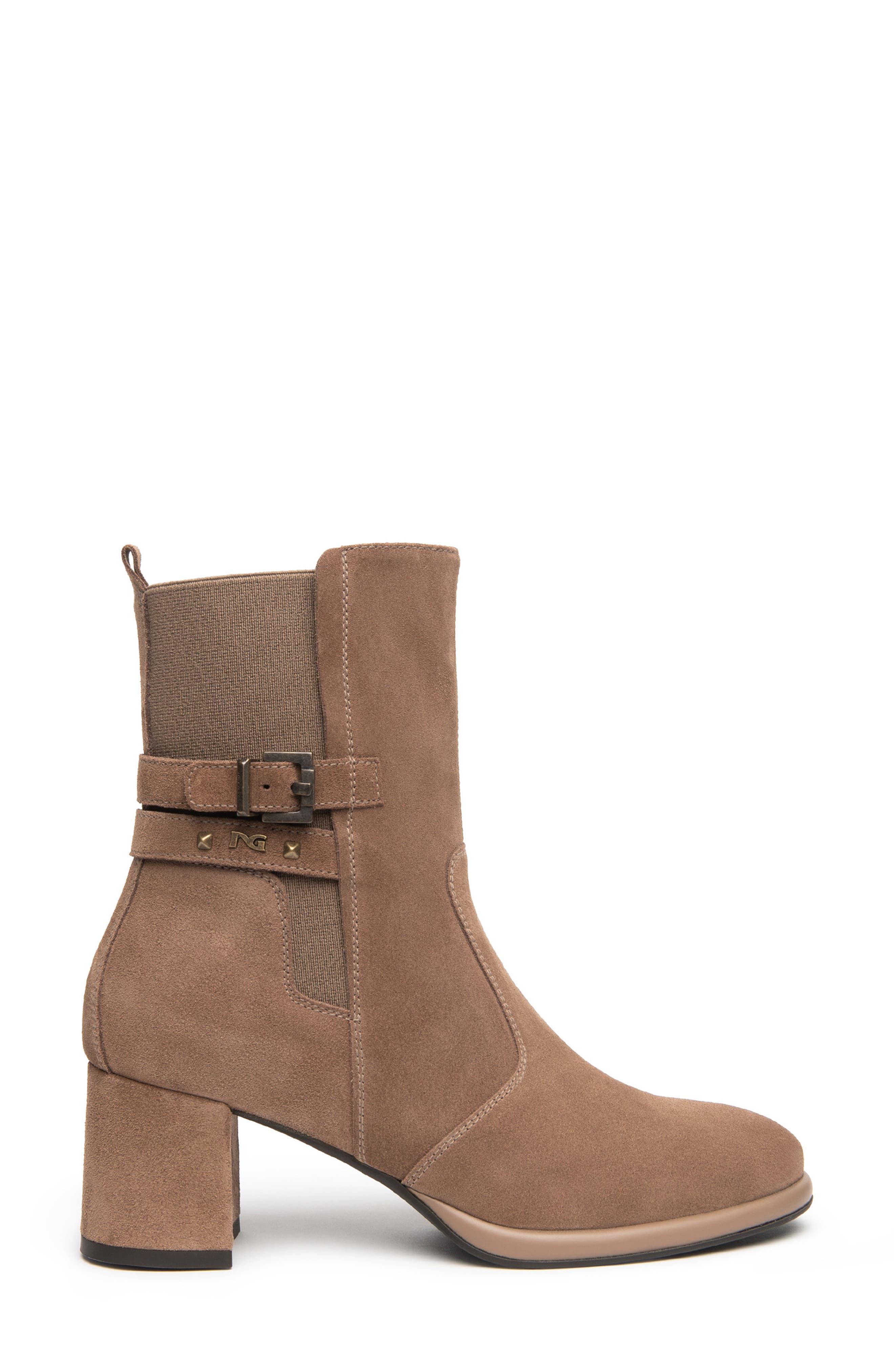 Leather Block Heel Chelsea Bootie, Alternate, color, MOCHA