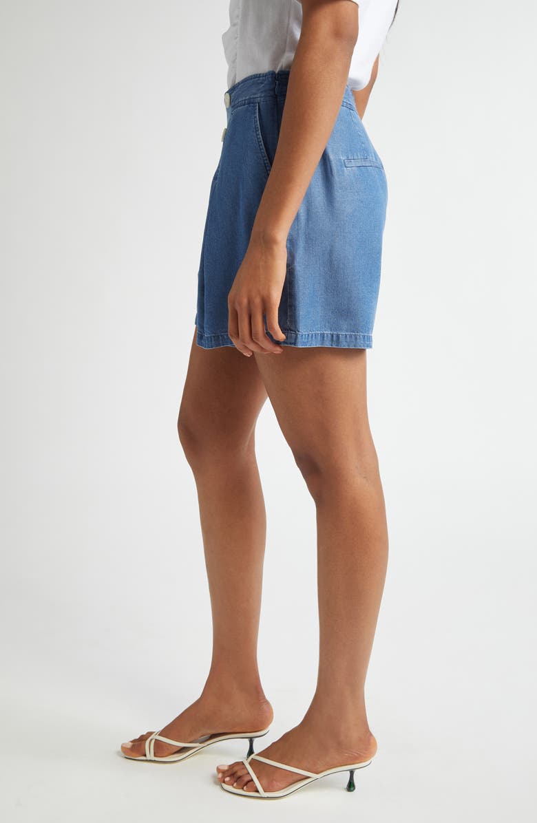 Derek Lam 10 Crosby Milie Pleated Denim Shorts, Alternate, color, Murray